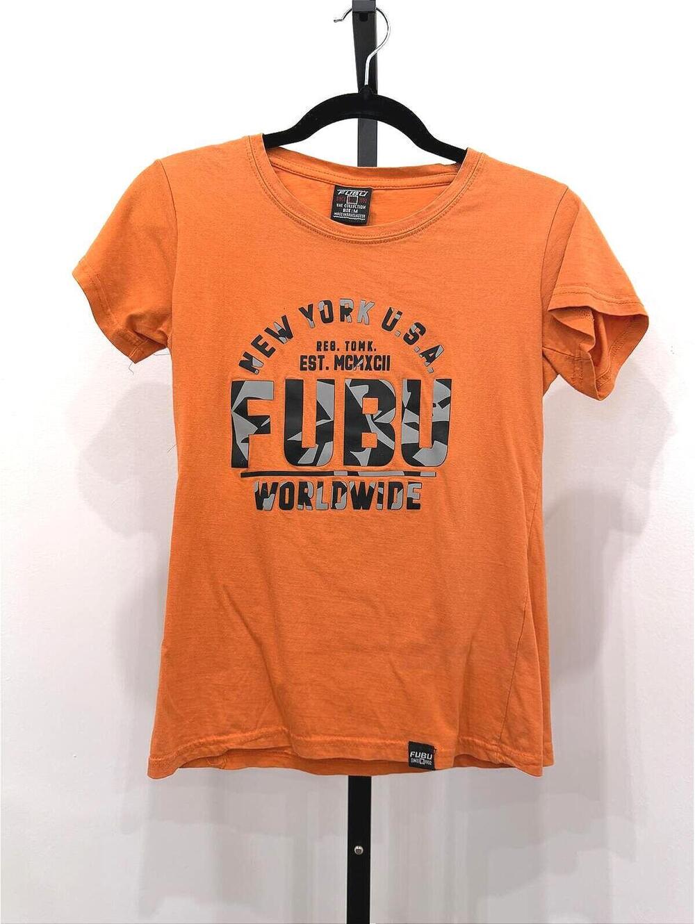 y2k Vintage FUBU Worldwide Orange Graphic T-Shirt Size M